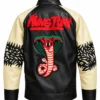 Kung Fury Cobra Logo Leather Jacket Back