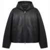 LISA x Von Dutch Hollywood Black Hooded Leather Bomber Jacket