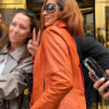 Lara-Raj-Paris-Fashion-Week-2026-Orange-Leather-Jacket-Side