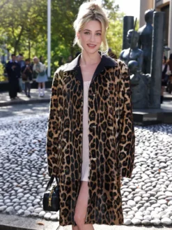 Lili Reinhart Miu Miu PFW Show Leopard Coat