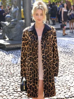 Lili Reinhart Miu Miu PFW Show Leopard Long Coat For Sale
