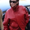 Lola Tung Balenciaga Show Paris Fashion Week Red Leather Jacket