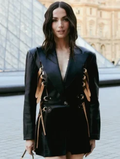 Louis Vuitton Show Paris Fashion Week PFW Ana de Armas Black Leather Blazer