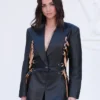 Louis Vuitton Show at PFW Ana de Armas Black Leather Blazer
