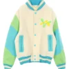 Louis Vuitton Virgil Abloh Pre-Owned Cream 10s Duck-Appliqué Varsity Jacket front view