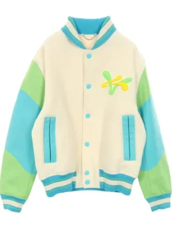 Louis Vuitton Virgil Abloh Pre-Owned Cream 10s Duck-Appliqué Varsity Jacket front view