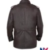 M65 Field Full-Snap and Zipper Real Leather Brown Bomber Jacket back view