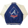 MLB Atlanta Braves Blue And Off-White 1990s Pinstripe Cotton Bomber Varsity Jacket back view