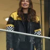 MLB Chicago White Sox Lewandowski Wife Anna Lewandowska Black-Yellow Moto Leather Jacket front view