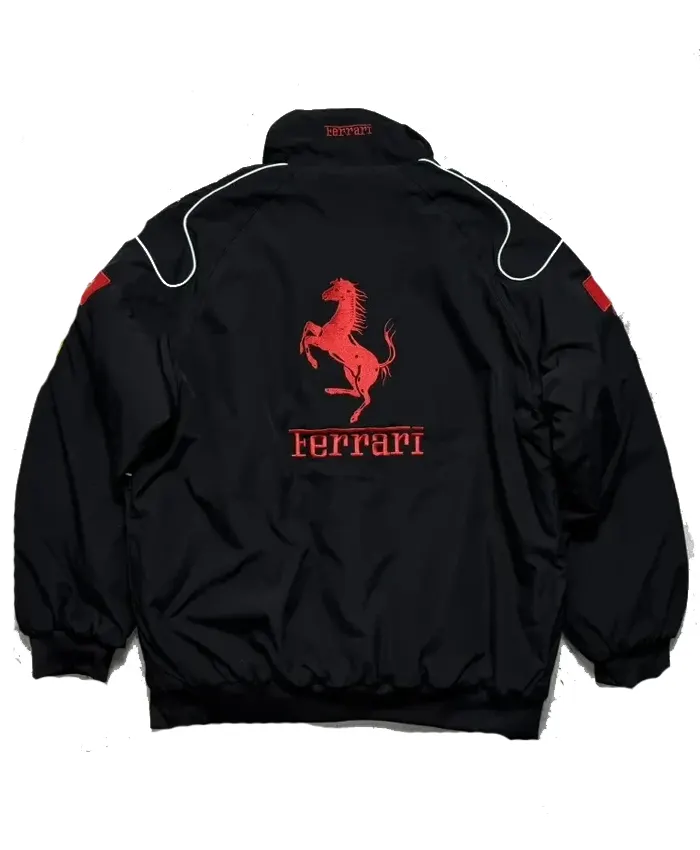 Marlboro Ferrari F1 Racing Black Bomber Jacket Back