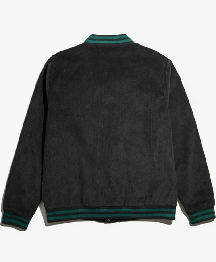 Marvel Doctor Doom Black Corduroy Lightweight Varsity Letterman Jacket back view