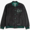 Marvel Doctor Doom Black Lightweight Corduroy Letterman Varsity Jacket front view