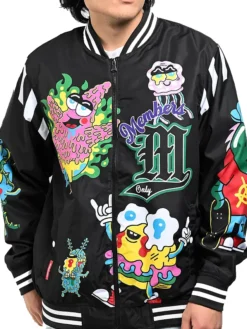 Members Only X Nickelodeon Spongebob Squarepants Black Varsity Jacket