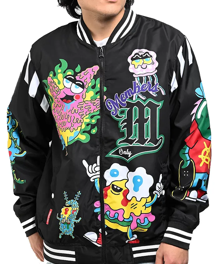 Members Only X Nickelodeon Spongebob Squarepants Black Varsity Jacket