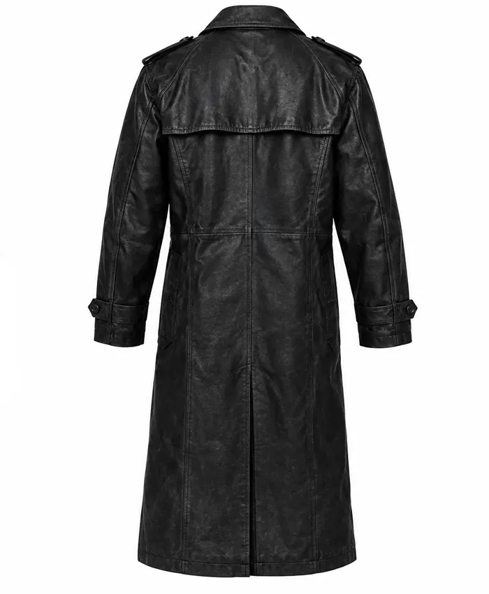 Miami Vice Michael B. Jordan Black Leather Trench Coat Back