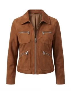 Michelle-Morgan-TV-Series-Heartland-Samantha-Louise-Fleming-Brown-Leather-Jacket