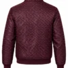 Monica Burgundy Crocodile Style Leather Bomber Jacket Back