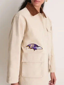 NFL Baltimore Ravens Tuckernuck Women's Full-Snap Varsity Barn Jacket Stone