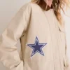 NFL Dallas Cowboys Tuckernuck Women's Full-Snap Varsity Barn Jacket Stone