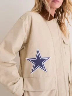 NFL Dallas Cowboys Tuckernuck Women's Full-Snap Varsity Barn Jacket Stone