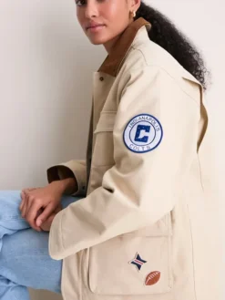 NFL Indianapolis Colts Tuckernuck Women's Full-Snap Varsity Barn Jacket Stone