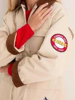 NFL Kansas City Chiefs Tuckernuck Women's Full-Snap Varsity Barn Jacket Stone