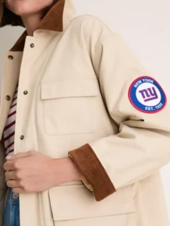 NFL New York Giants Tuckernuck Women's Full-Snap Varsity Barn Jacket Stone