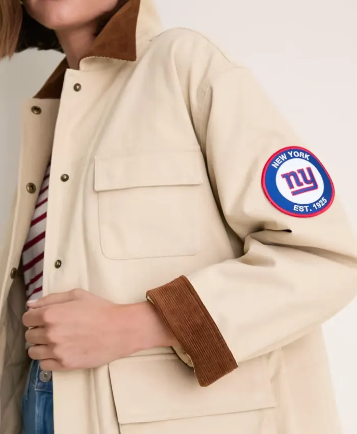 NFL New York Giants Tuckernuck Women's Full-Snap Varsity Barn Jacket Stone