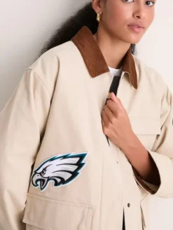 NFL Philadelphia Eagles Tuckernuck Women's Full-Snap Varsity Barn Jacket Stone
