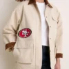 NFL San Francisco 49ers Tuckernuck Women's Full-Snap Varsity Barn Jacket Stone