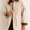 NFL Seattle Seahawks Tuckernuck Women's Full-Snap Varsity Barn Jacket Stone