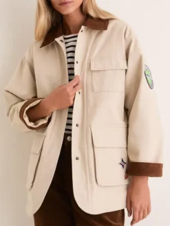NFL Seattle Seahawks Tuckernuck Women's Full-Snap Varsity Barn Jacket Stone