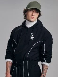 New Era Los Angeles Dodgers Black Hooded Track Jacket for men