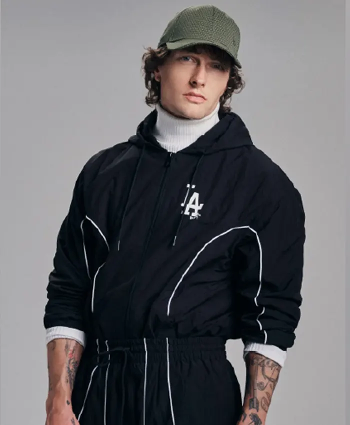 New Era Los Angeles Dodgers Black Hooded Track Jacket for men