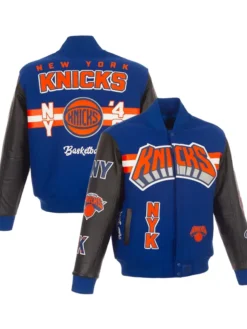 New York Knicks JH Design Full-Snap Wool Leather Varsity Jacket