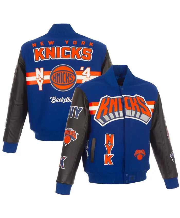 New York Knicks JH Design Full-Snap Wool Leather Varsity Jacket