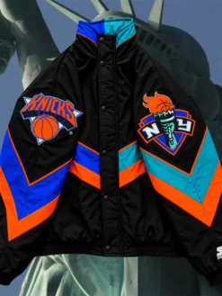 New York Knicks New York Liberty Black Blue Orange Vintage Jacket