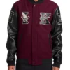 Nike Destroyer Maroon Wool Letterman Varsity Bomber Jacket For Mens