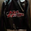 No Fear x Opium Playboi Carti Black Leather Varsity Jacket with Red Sequin back view