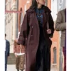Only Murders in the Building S06 Mabel Mora Burgundy Trench Coat