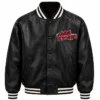 Opium × No Fear Leather Bomber Jacket Front View