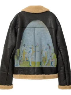 Order KidSuper Distressed Black Shearling Leather Jacket Sale