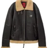 Order KidSuper Shearling Distressed Black Leather Jacket front view