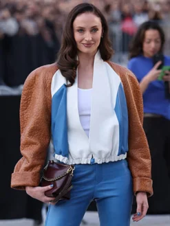 Paris-Fashion-Week-Sophie-Turner-Cropped-Leather-Jacket