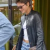 Paris Zendaya Black Leather Trench Coat For Sale