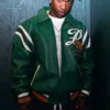 Pelle Pelle 78 Soda Club Vinícius Júnior Leather Green Bomber Jacket front view