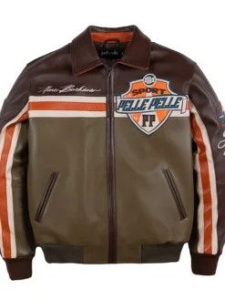 Pelle Pelle Authentic Original Racing Sport Brown Bomber Leather Jacket front view