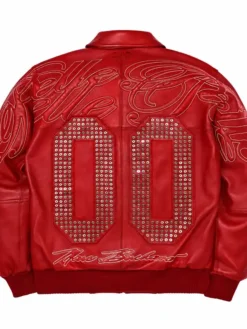 Pelle Pelle Marc Buchanan x 00Opium Red Bomber Leather Jacket back view