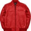 Pelle Pelle Marc Buchanan x 00Opium Red Leather Bomber Jacket front view