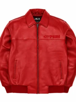 Pelle Pelle Marc Buchanan x 00Opium Red Leather Bomber Jacket front view
